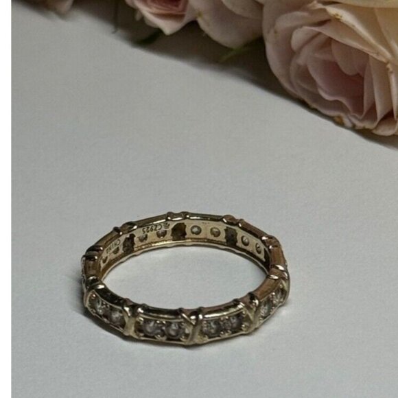 925 STERLING SILVER GOLD PLATED CZ RING SIZE 9 - Picture 4 of 9